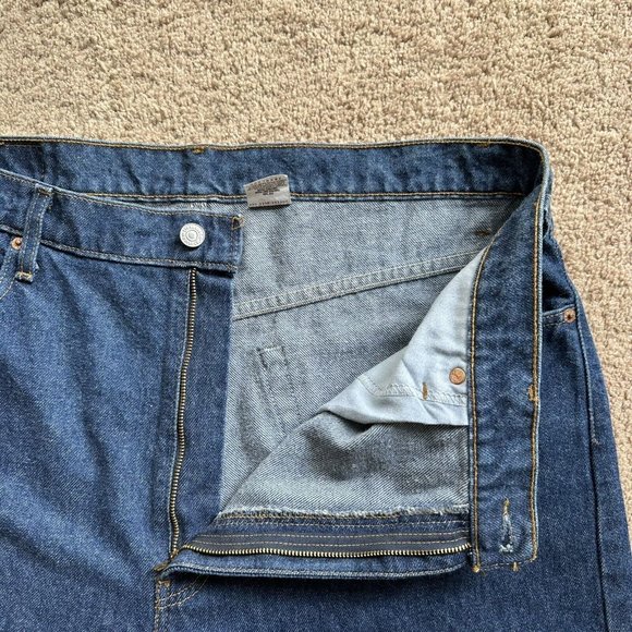 Levi 505 Shorts Mens 38x9 Vintage Blue Medium Wash Denim Cut Off - Picture 3 of 12